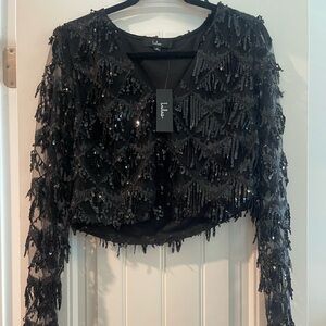 Black sequin top by Lulus